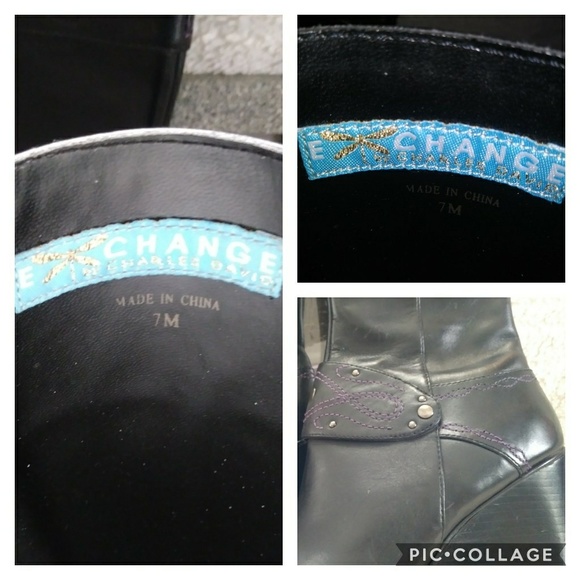 Exchange By Charles David Black Leather Boots 7M - Picture 8 of 8